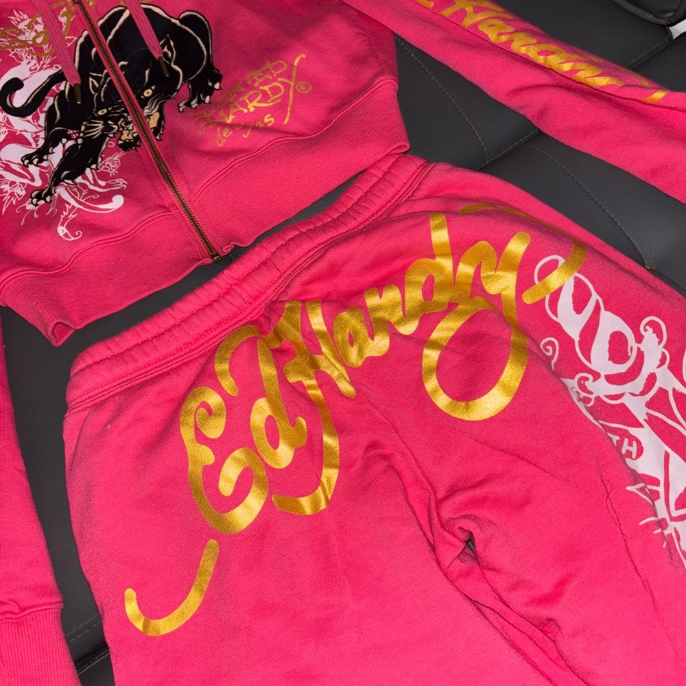 Ed Hardy Fuchsia and Gold Tracksuit